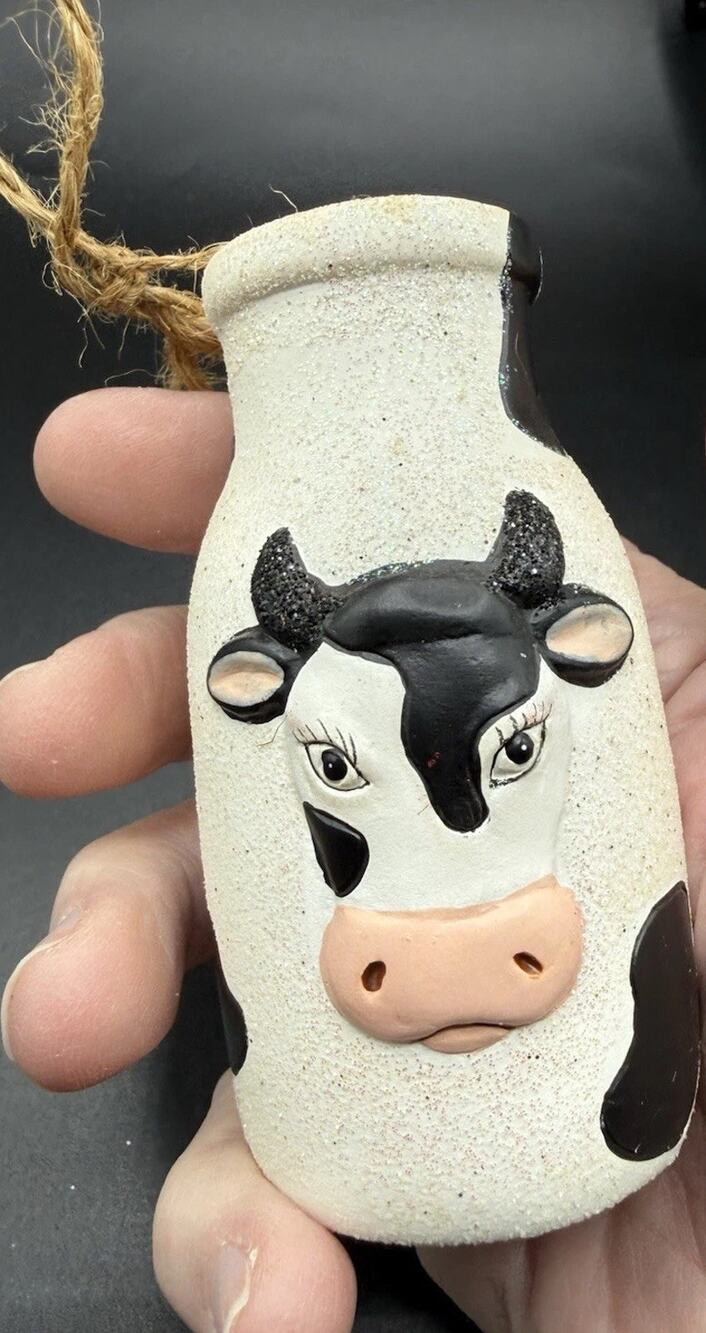 Kurt Adler Bottle of Milk Cow Christmas Tree Ornament Kitchen Tree -LO19